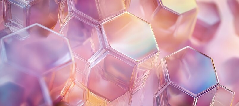 Layered transparent hexagons with subtle pastel blending 