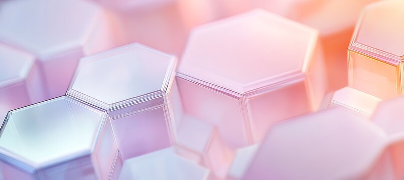 Layered transparent hexagons with subtle pastel blending 
