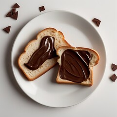 Delicious sweet chocolate cake with nuts on a white plate is a tasty dessert or snack