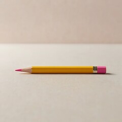 A red pencil and an eraser are office or school supplies for drawing and writing on paper, set against a green color background