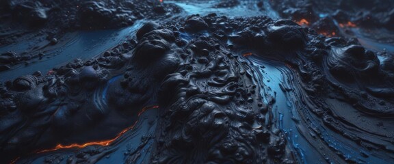 Abstract blue lava stone, swirling texture  Deep cobalt, mysterious flowing pattern ,  close-up,  mysterious