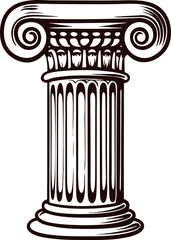 Detailed greek ionic column with intricate capital design in classic architecture