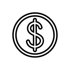 Dollar Sign Icon Outline Vector Illustration