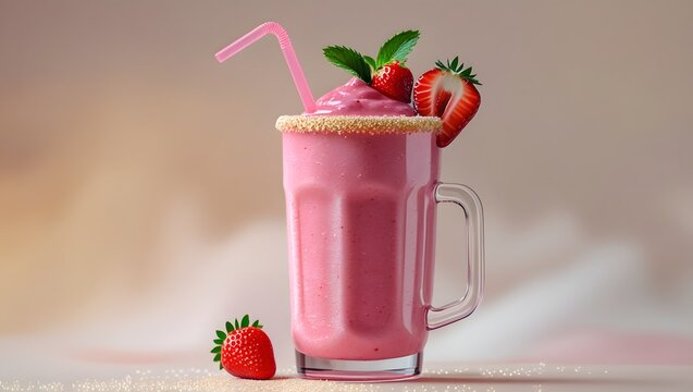 pink strawberry smoothie or milkshake drink, with a creamy texture