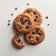 Chunky Chocolate Chip Cookies: Indulge in the simple pleasure of freshly baked, soft chocolate chip cookies, a classic treat.