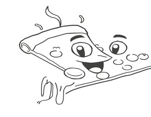 Funny Animated Pizza Coloring Sheet for Entertainment