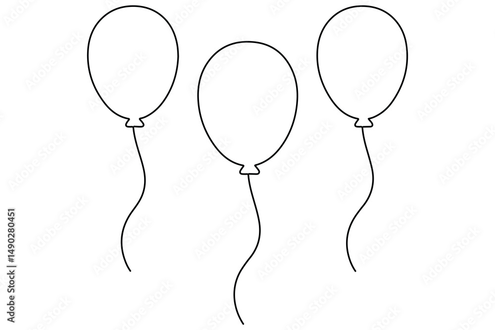 Poster continuous line drawing of a floating balloon artistic vector outline for modern and stylish graphic