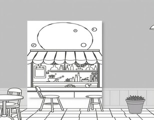 Italian Restaurant Pizza Coloring Page for Creativity