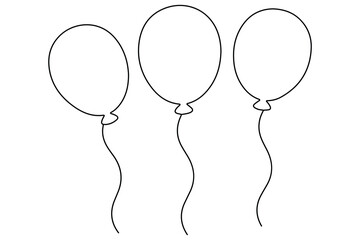 Continuous line drawing of a floating balloon artistic vector outline for modern and stylish graphics
