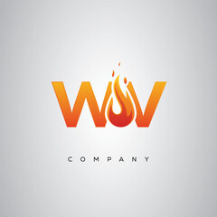 WV Creative Fire Letter Logo Design