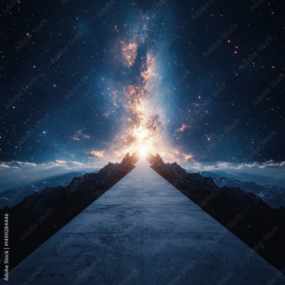 Poster cosmic journey to the center of the universe outer space digital art celestial environment wide angl