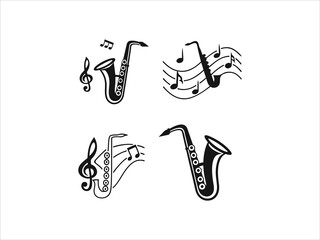 Fototapeta premium Jazz Musicians logos Playing Saxophone