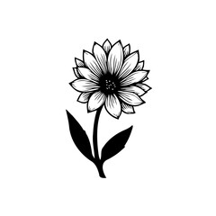 Elegant monochrome floral illustration with detailed petal arrangement art