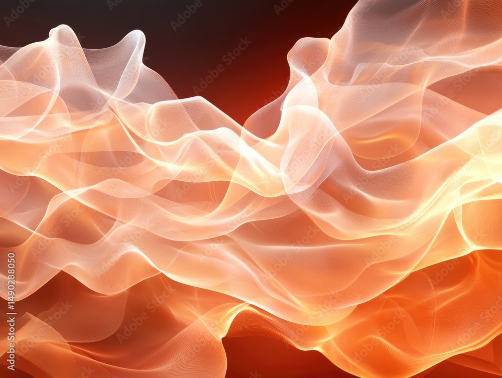 Poster abstract orange flowing fabric background with dynamic light and shade design