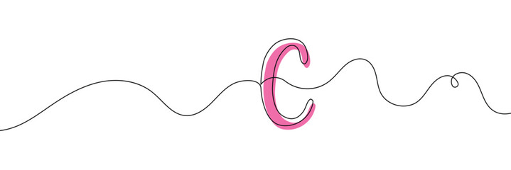 C single line drawing of a letter j. Continuous line alphabet symbol icon. One line icon. Vector illustration.