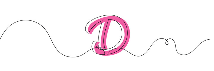 D single line drawing of a letter j. Continuous line alphabet symbol icon. One line icon. Vector illustration.