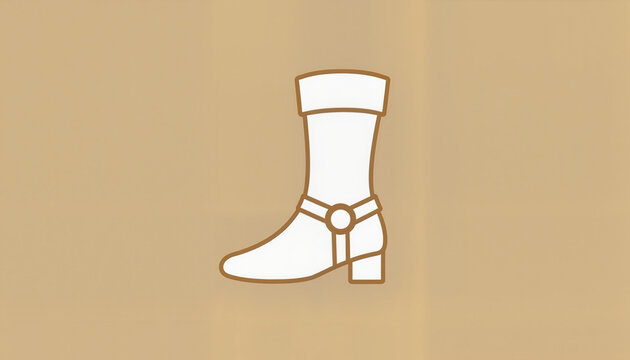 Minimal White Boot Illustration with Straps and Rounded Heel on Beige Background