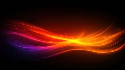 Obraz premium Abstract fiery waves and glowing particles on dark background