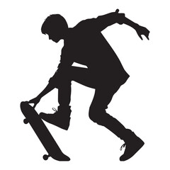 silhouette of a person playing skateboard, editable vector image