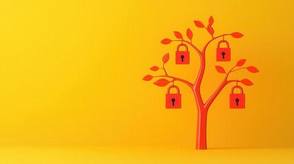 File tree with red lock icon on each branch, minimal access restriction metaphor