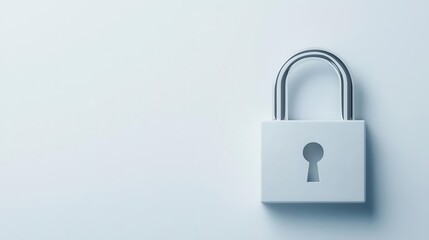 Naklejka premium Minimalist digital lock icon floating in clean white space, symbolizing modern cybersecurity and data encryption