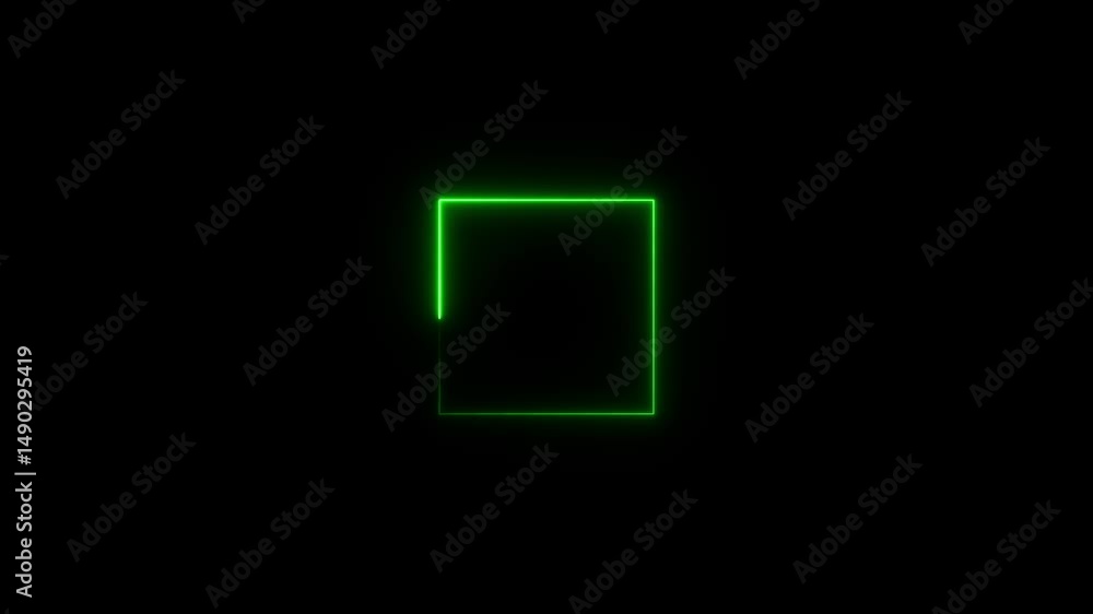 Poster abstract neon effect square, rectangle border frame animation. glowing neon square frame animation. 