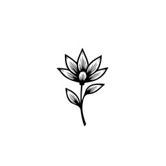 Elegant botanical illustration: Minimalist black flower on a white background