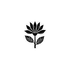 Elegant floral silhouette illustration, minimalist design in high contrast black and white