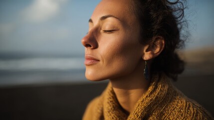 Calm meditation at the beach: tranquil mindfulness and relaxation outdoors