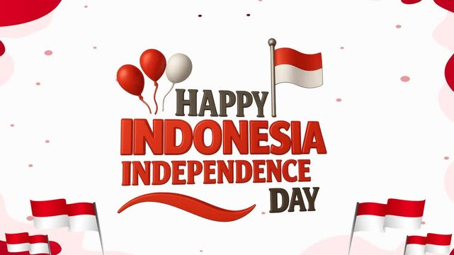 happy indonesia independence day 17th of august with balloon and flag motion graphic animation