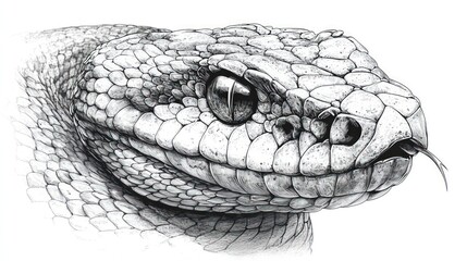 Detailed close-up of a venomous snake's head