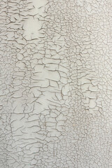 Cracked paint on a gray surface. Natural light background with many dark cracks