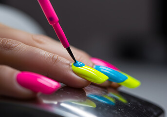 Obraz premium Bright nail polish application