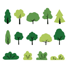 Fototapeta premium Collection of trees. tree set isolated on white background. vector illustration.