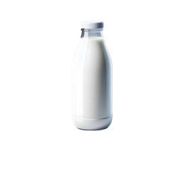Fresh milk bottle glass dairy product beverage white 3d cow food diet cool on transparent background