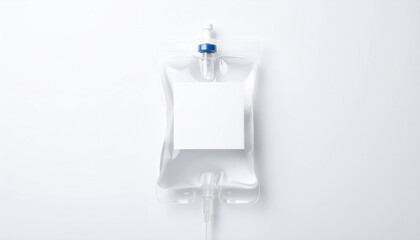 IV drip bag mockup laying flat