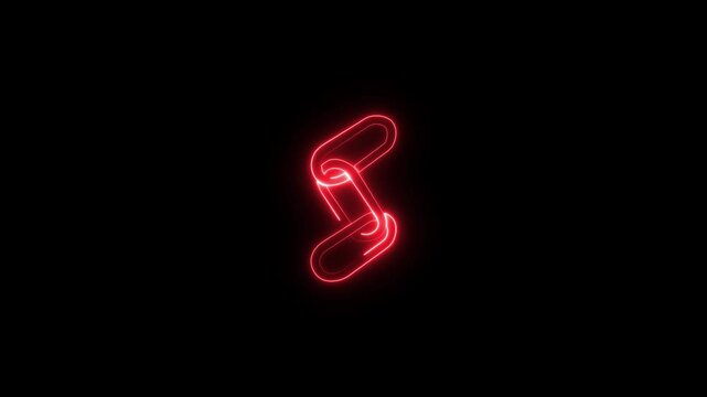 Glowing neon chain link animation, backlink animation, link icon animation