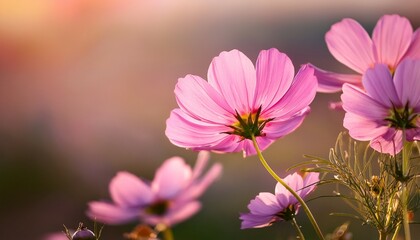beautiful pink cosmos flower cosmos bipinnatus with blurred background