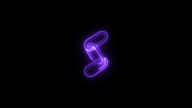 Glowing neon chain link animation, backlink animation, link icon animation