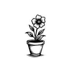 Elegant Floral Illustration: A Blossoming Bloom in Simple, Classic Style Design