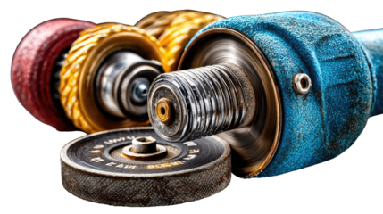 Tools of the Trade: A close-up shot reveals a collection of industrial power tools, highlighting the raw strength and precision required in professional work.