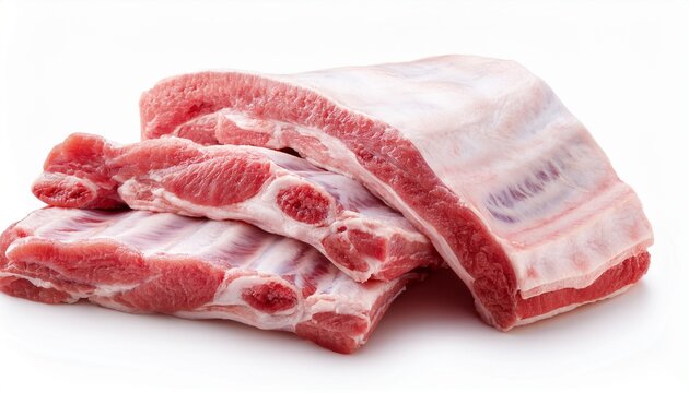 raw pork ribs on white background