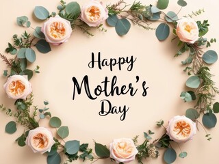 banner with the inscription Happy Mother's Day and roses flower 1