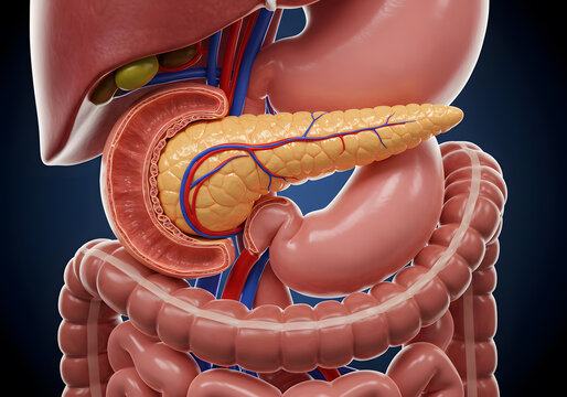 Human digestive system pancreas illustration