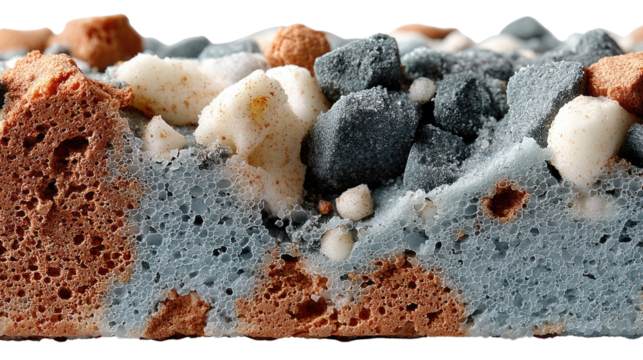 Colorful Texture of Mixed Materials: a closeup capture showcasing the intricate details and vibrant hues of a mixed materials, displaying a blend of textures, shapes, and tones