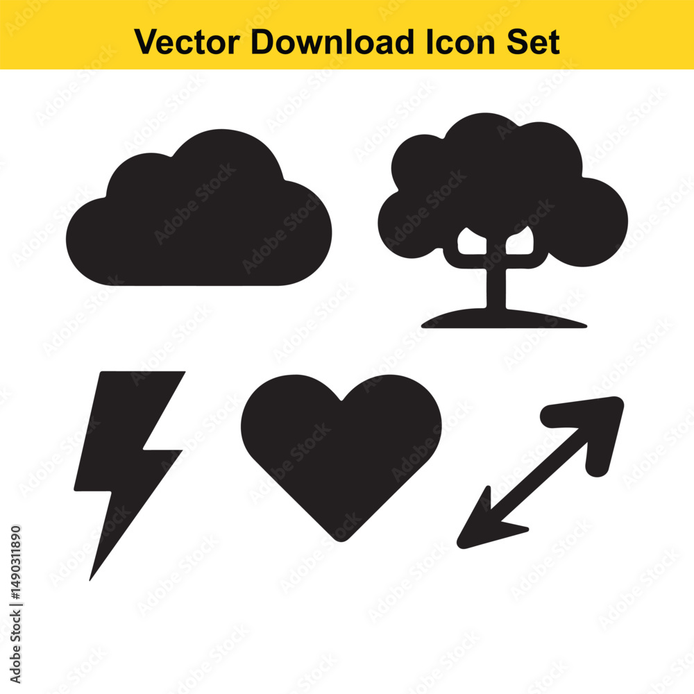 Poster download icon set high quality vector graphics for web and app design