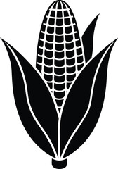 Bold Black Corn on the Cob Silhouette Minimalist Summer Harvest Design