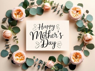banner with the inscription Happy Mother's Day and roses flower 2