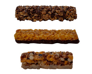 Muesli bars, cereal bars, energy bars. The isolation is on a transparent background in the PNG format.