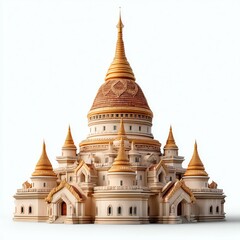 Naklejka premium Magnificent architectural of a golden pagoda:A stunningly detailed depiction of a traditional pagoda with intricate design details, boasting a golden.